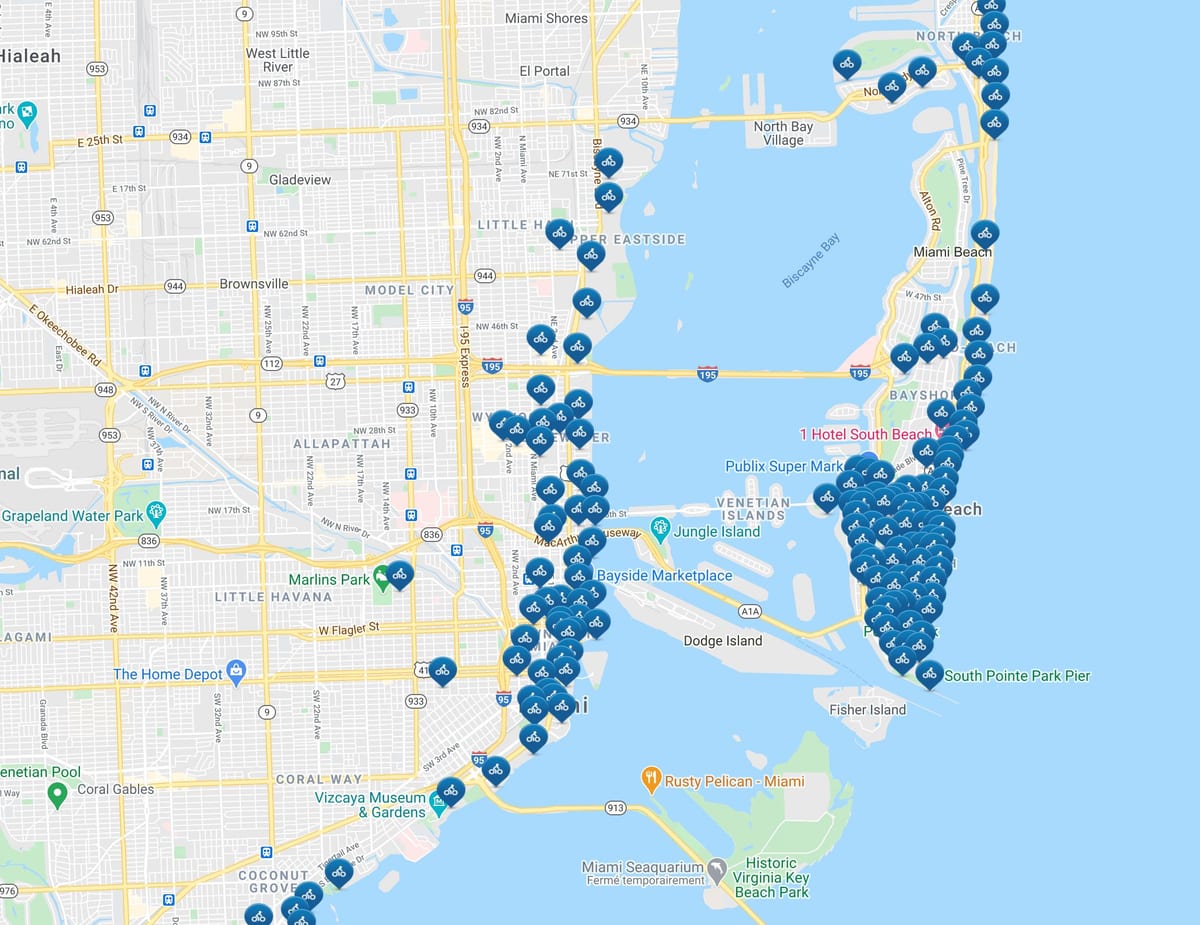 Miami citi bike mapa