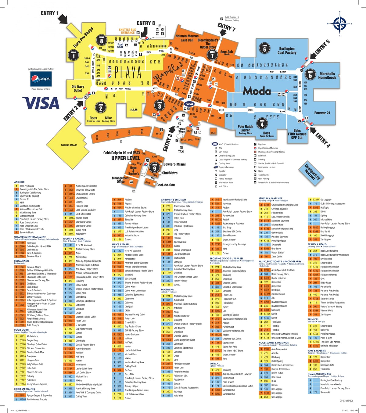 mapa Dolphin mall v Miami