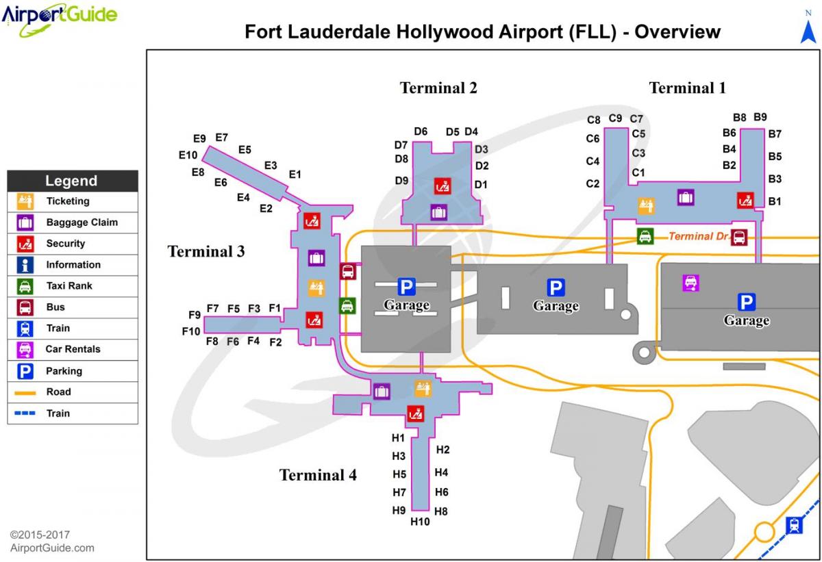 ft Lauderdale letiště parkoviště mapě