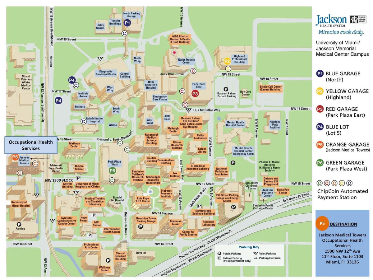 mapa Jackson Memorial hospital