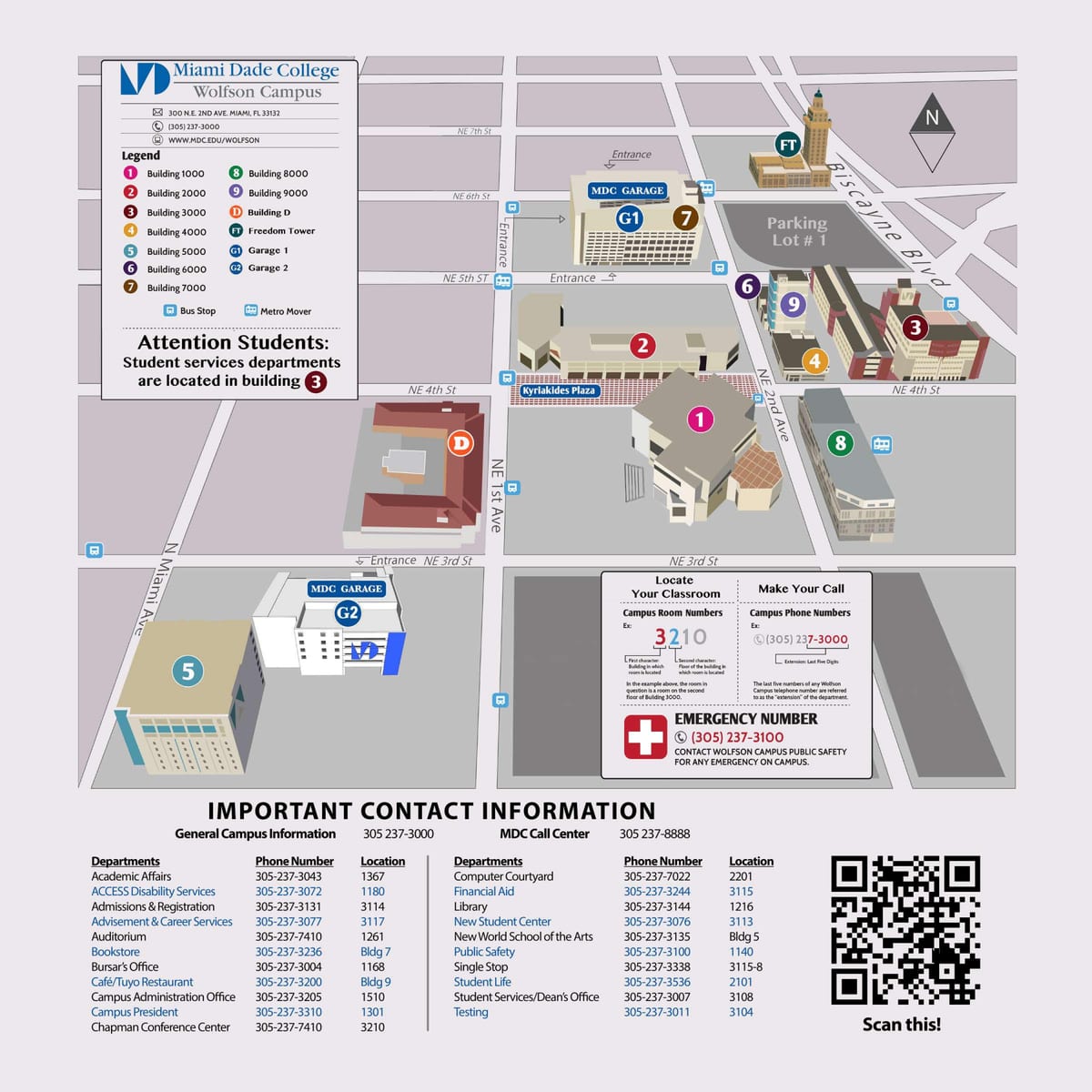 Miami Dade Wolfson college campus mapa