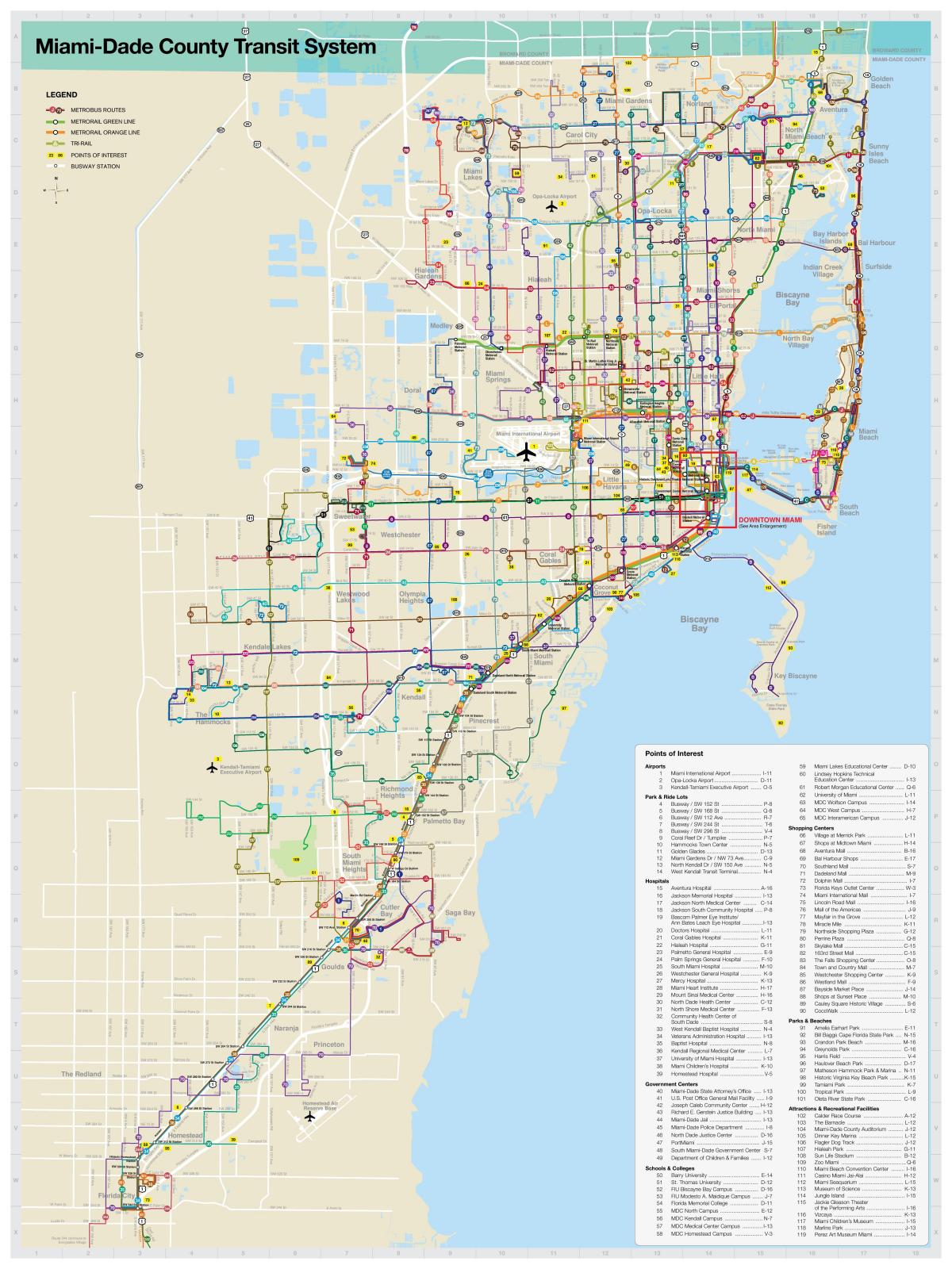 Miami veřejné dopravy mapu