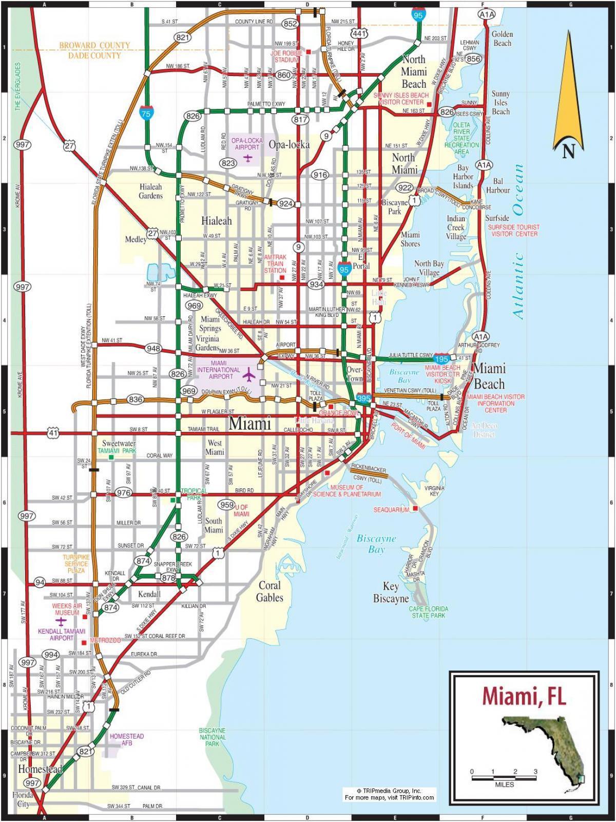 mýtné silnice v Miami mapě