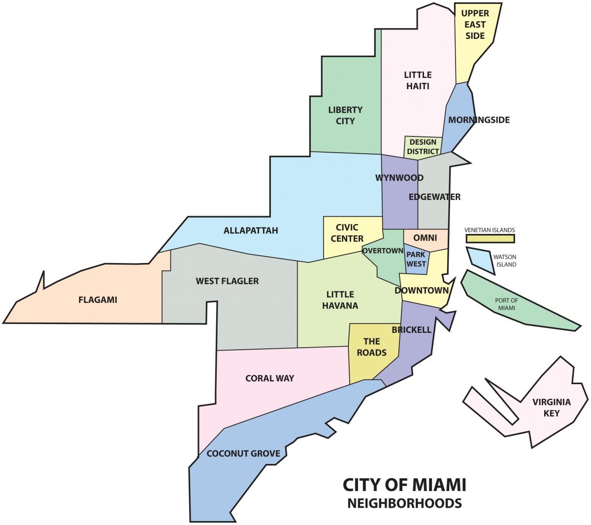 mapa Miami čtvrtí