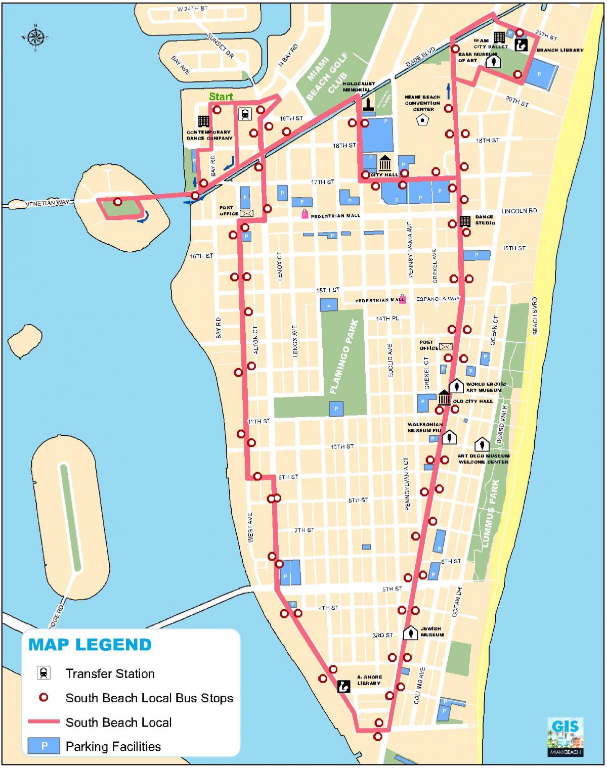 mapa south beach Miami