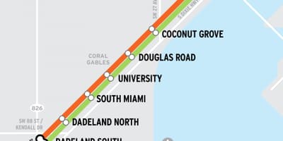Miami vlak mapě