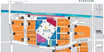 Sun Life stadium parkoviště mapě